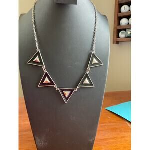 Black and silver triangle statement necklace on silver chain
